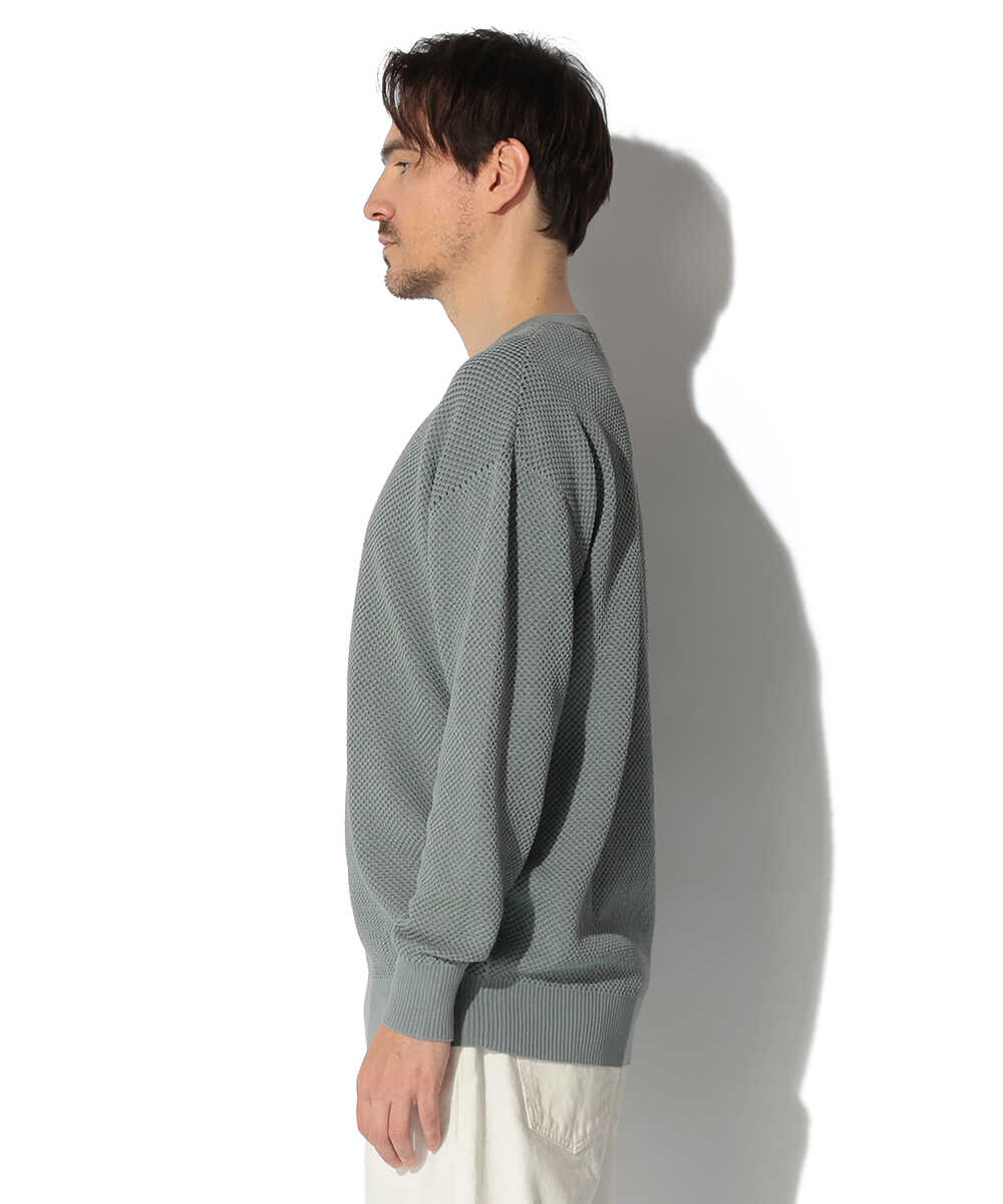 メッシュニット ヘンリーネック