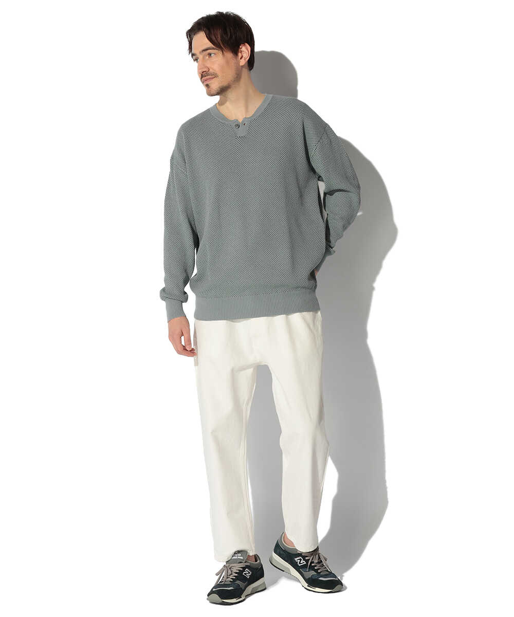 メッシュニット ヘンリーネック