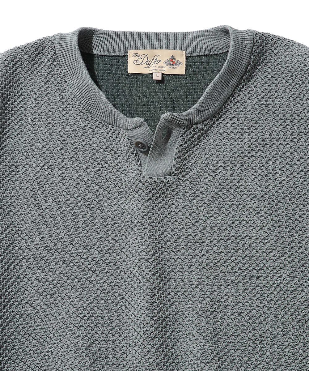 メッシュニット ヘンリーネック