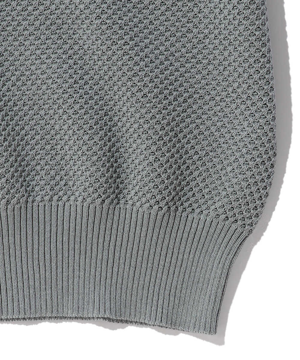 メッシュニット ヘンリーネック