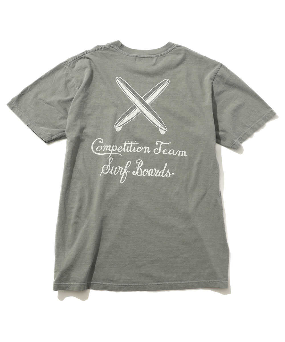 別注限定 バックプリント ピグメントダイ サーフプリントTシャツ