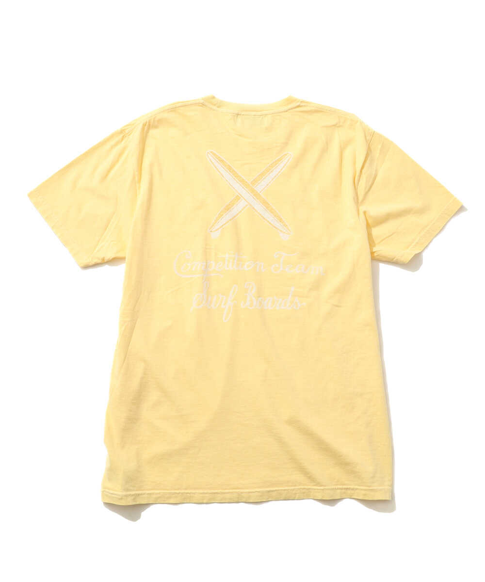 別注限定 バックプリント ピグメントダイ サーフプリントTシャツ