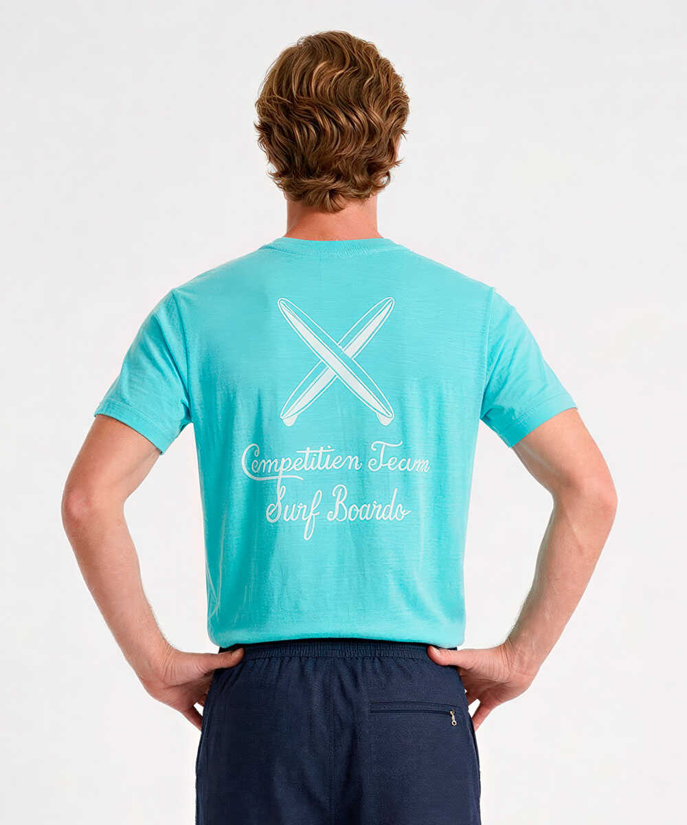 別注限定 バックプリント ピグメントダイ サーフプリントTシャツ