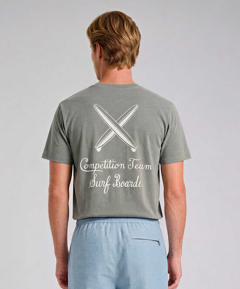 別注限定 バックプリント ピグメントダイ サーフプリントTシャツ