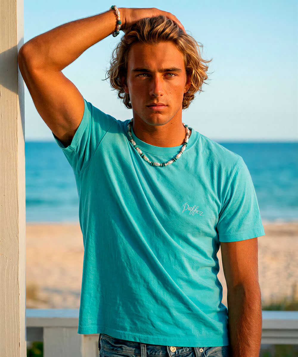 別注限定 ピグメントダイ バックプリント サーフプリントTシャツ