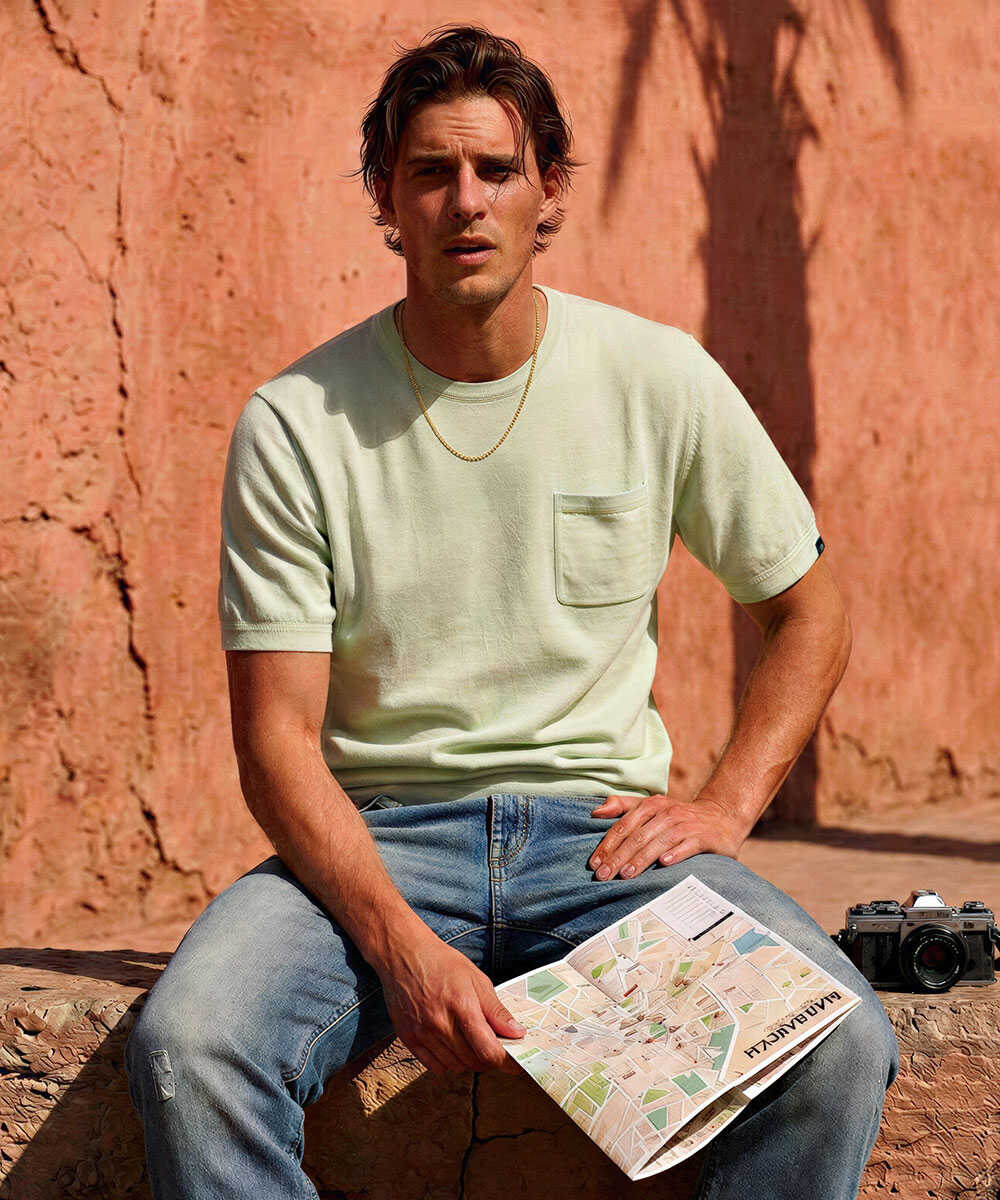 限定 クルーネック 半袖ニットTシャツ