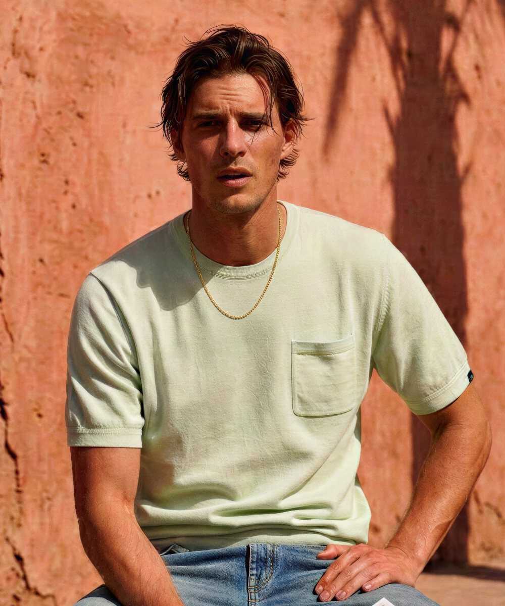 限定 クルーネック 半袖ニットTシャツ