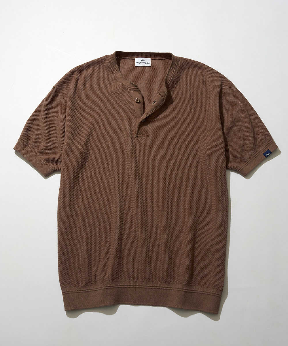 限定 ヘンリーネック ニットTシャツ