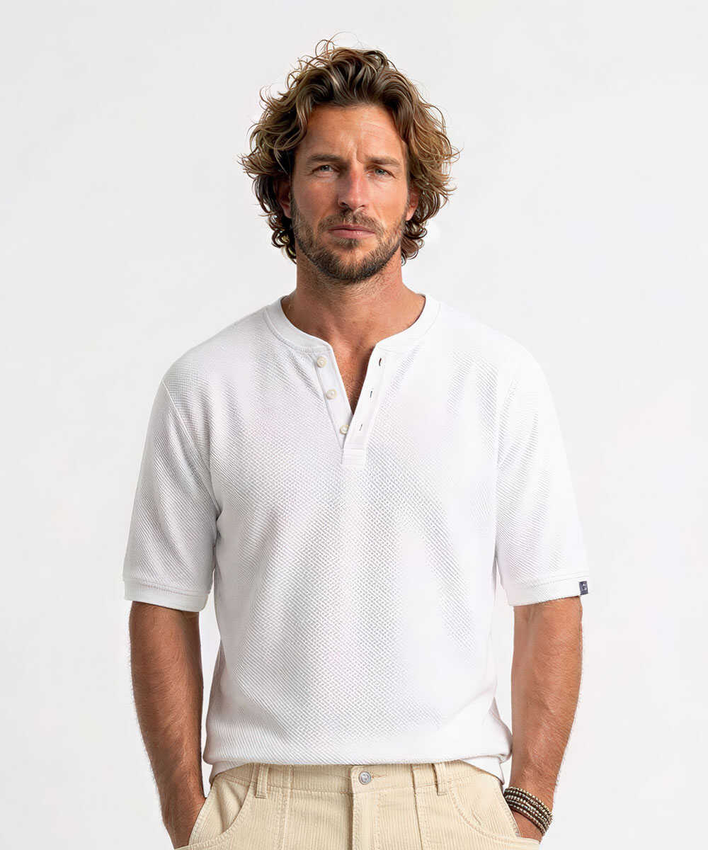 限定 ヘンリーネック ニットTシャツ