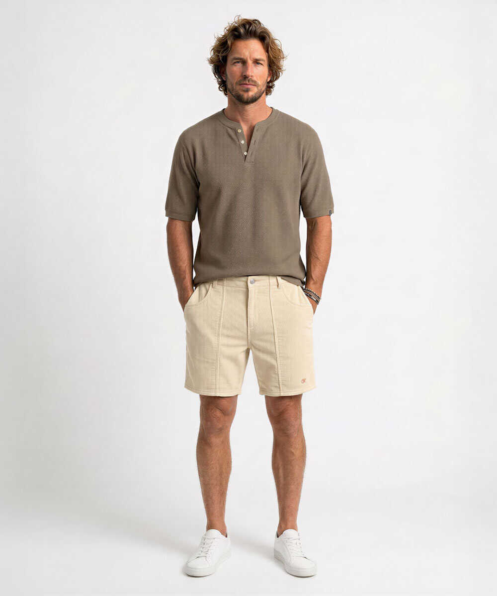 限定 ヘンリーネック ニットTシャツ