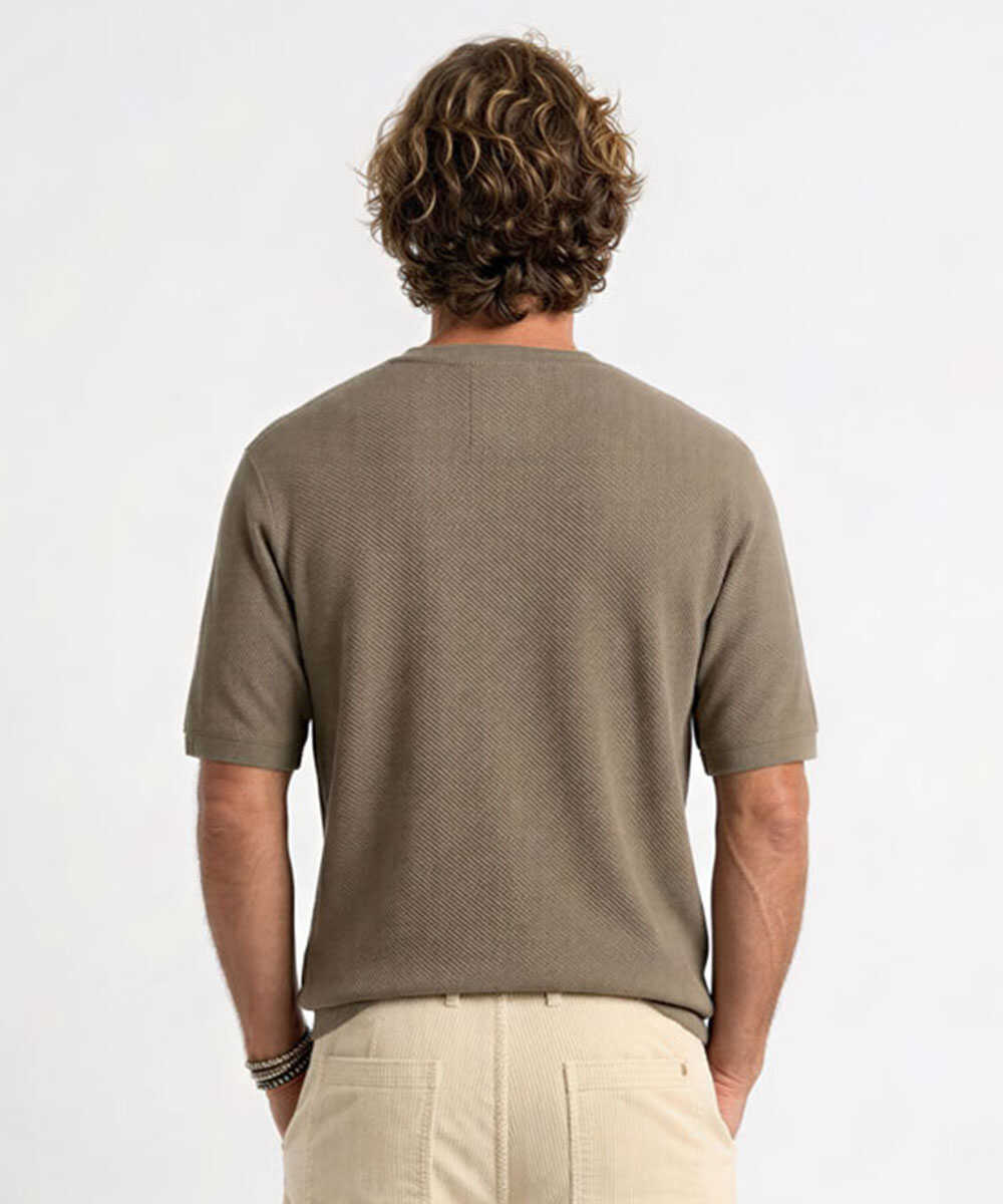 限定 ヘンリーネック ニットTシャツ