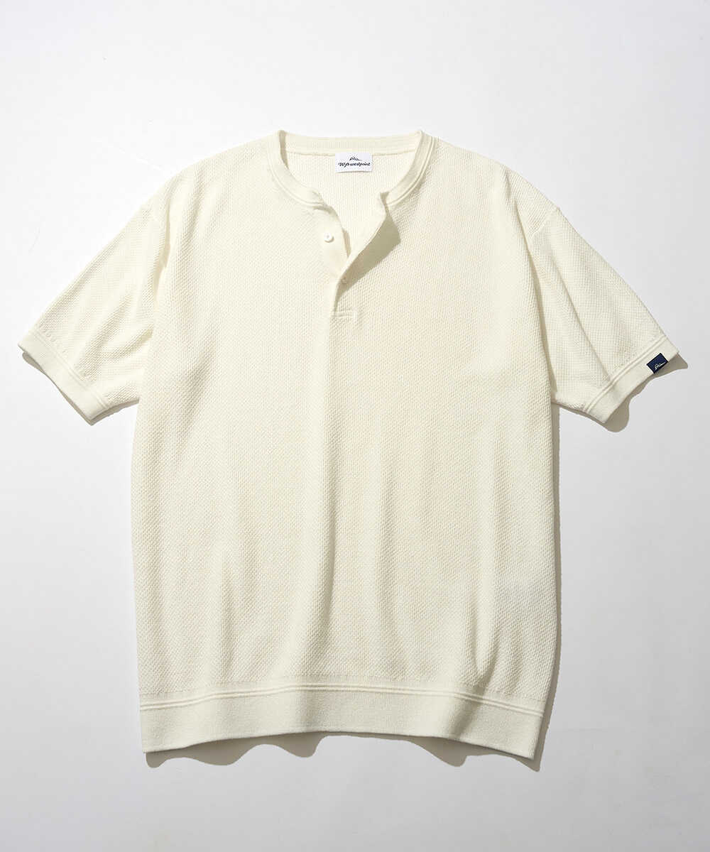 限定 ヘンリーネック ニットTシャツ