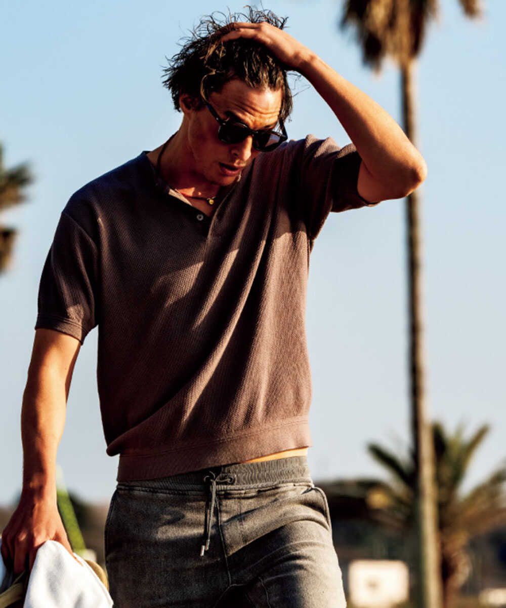 限定 ヘンリーネック ニットTシャツ