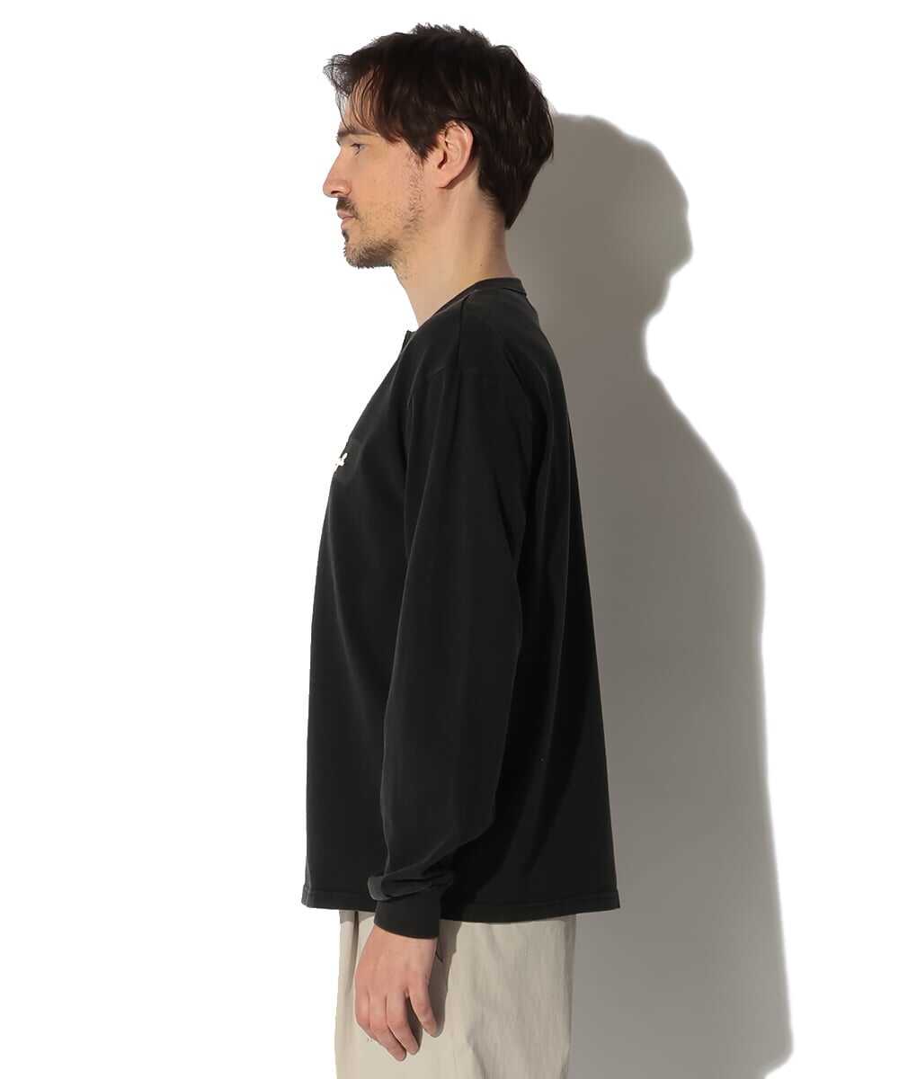 刺繍入り ヘンリーネックロンT