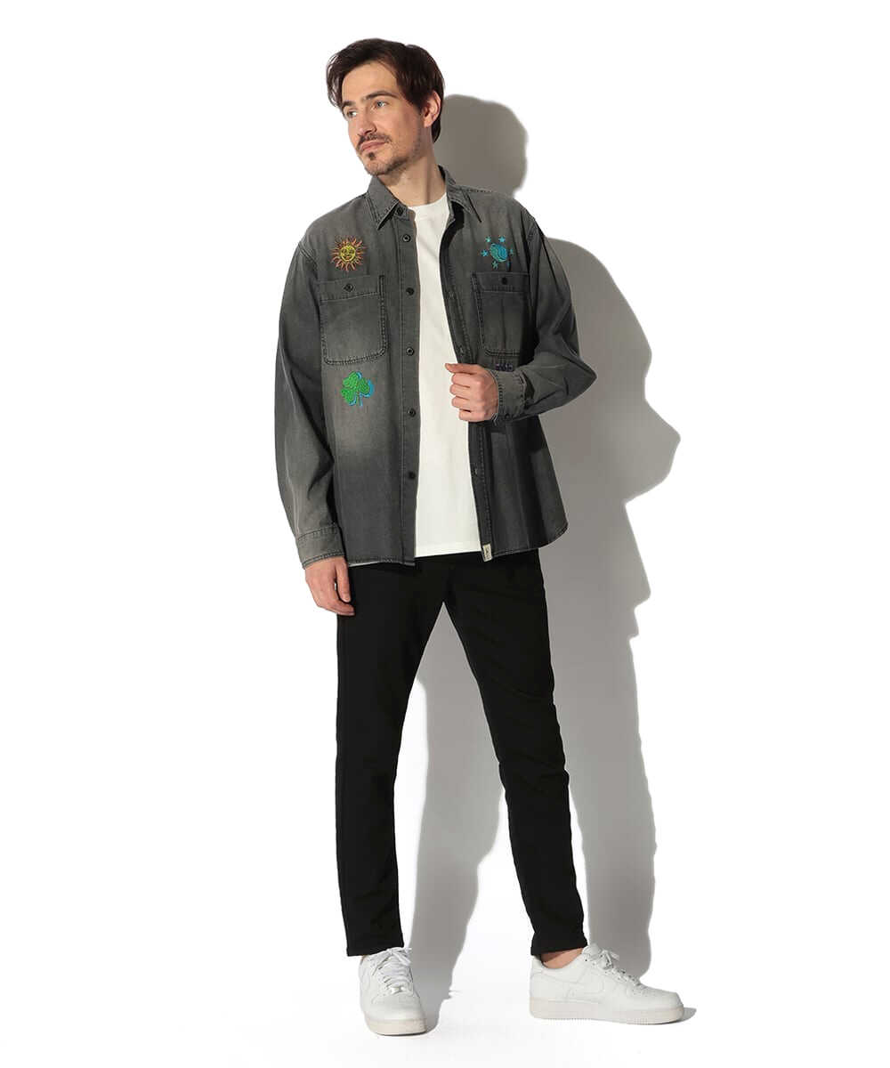 エンブロイダリー デニムシャツ