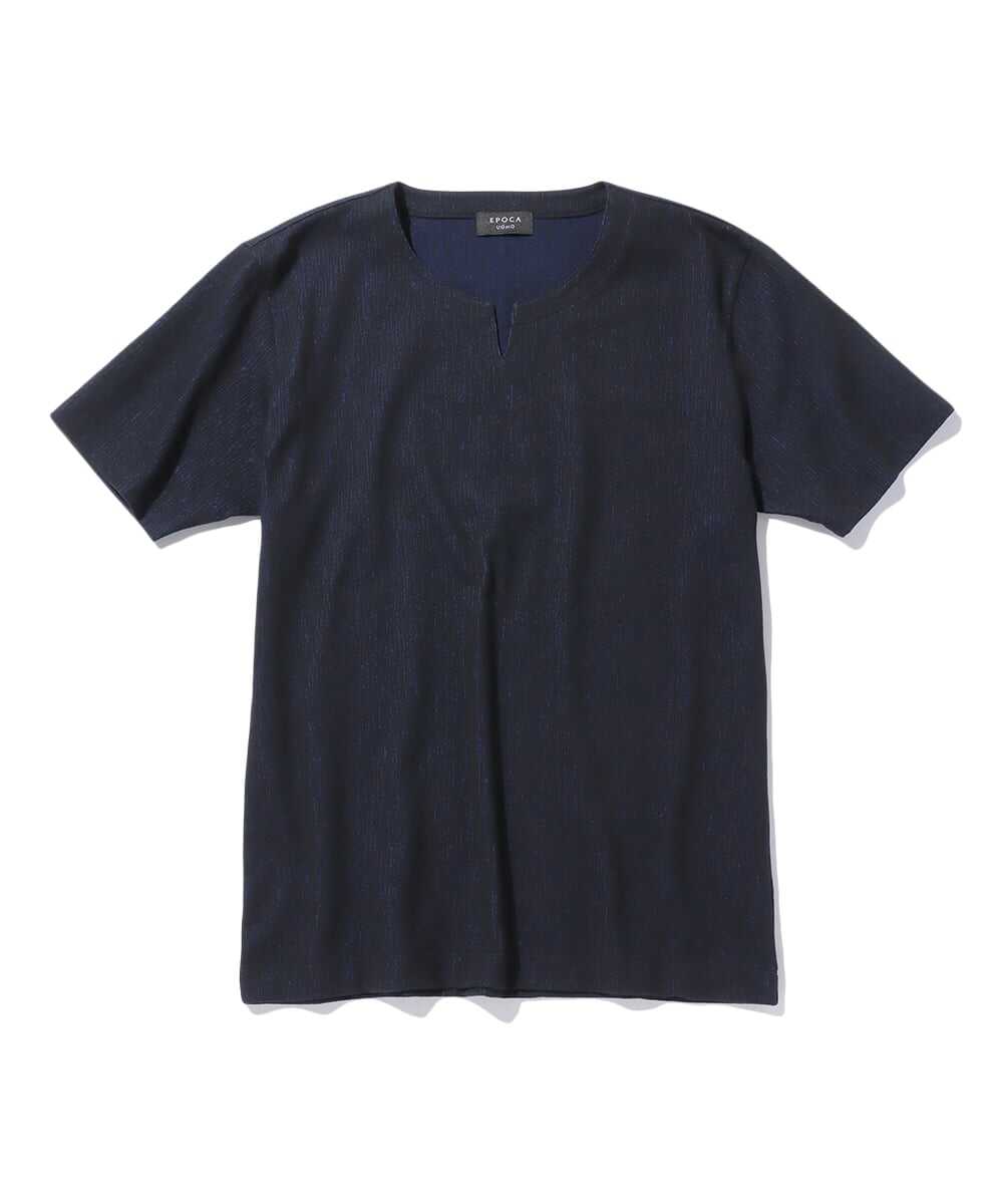 ランダムストライプ キーネックTシャツ