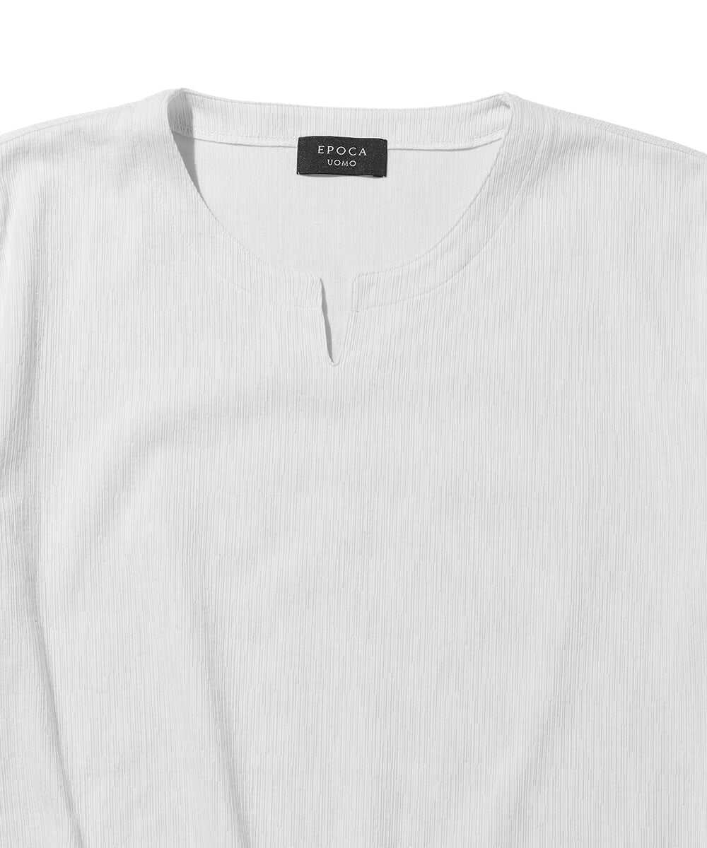 ランダムストライプ キーネックTシャツ