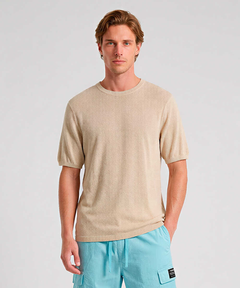 テクスチャー エフェクト 半袖ニット