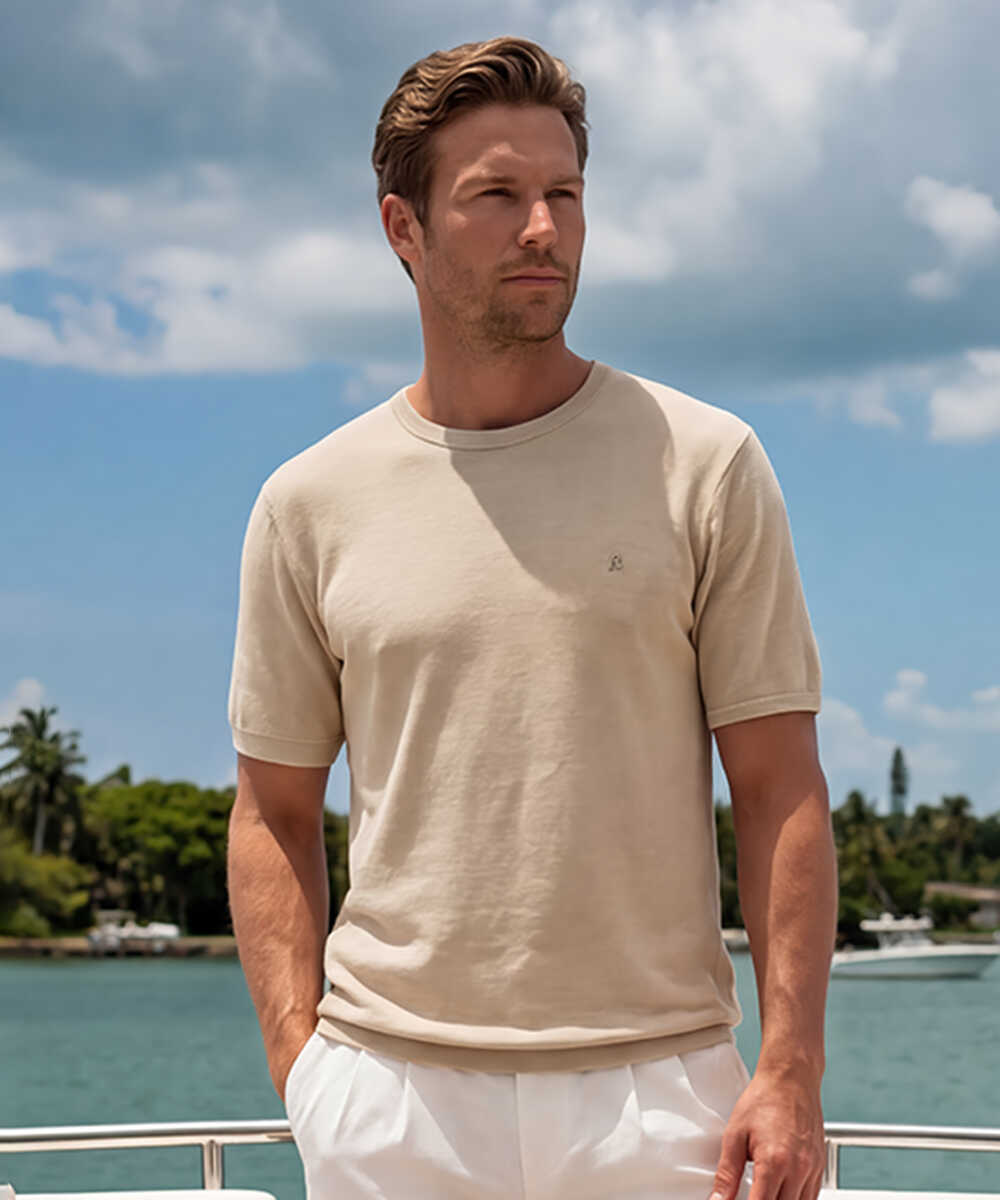 テクスチャー エフェクト 半袖ニット