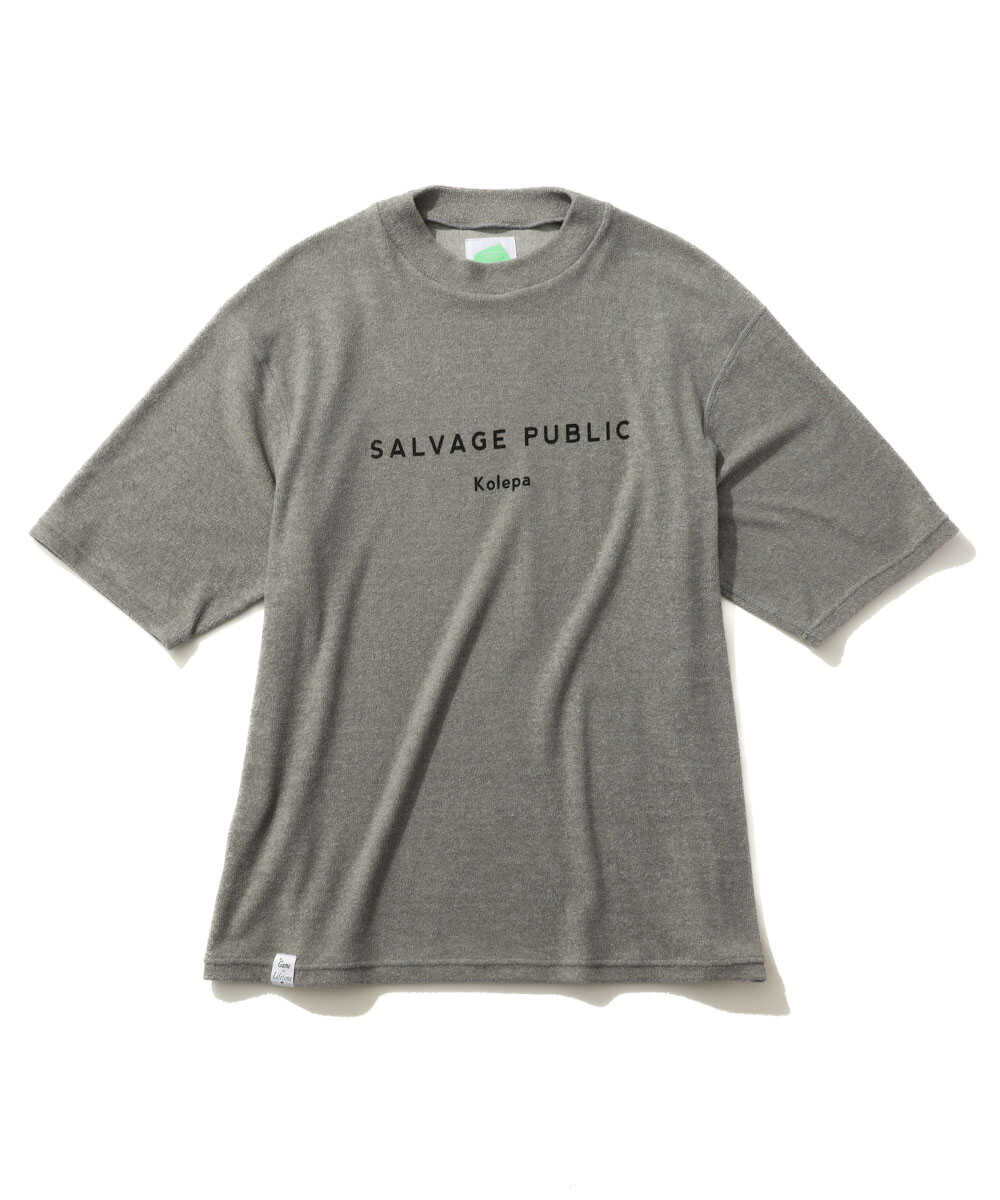 モックネック バックプリント パイルTシャツ