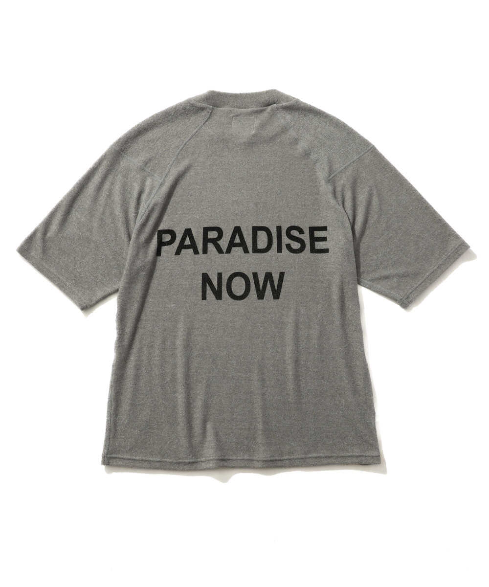 モックネック バックプリント パイルTシャツ