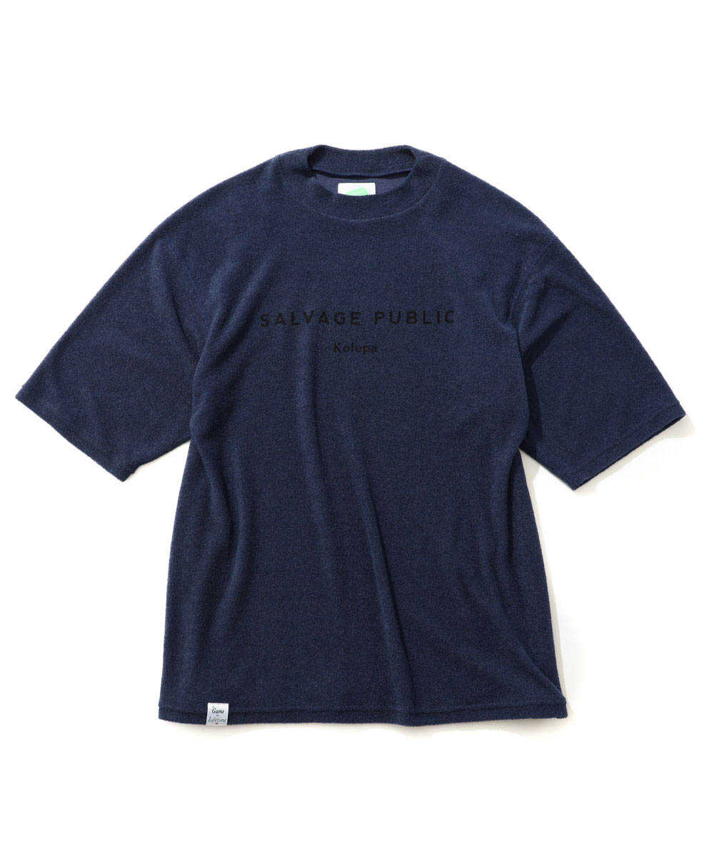 モックネック バックプリント パイルTシャツ