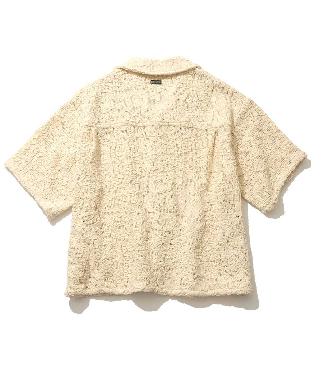 刺繍 開襟半袖シャツ