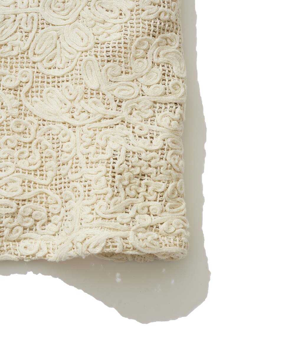 刺繍 開襟半袖シャツ