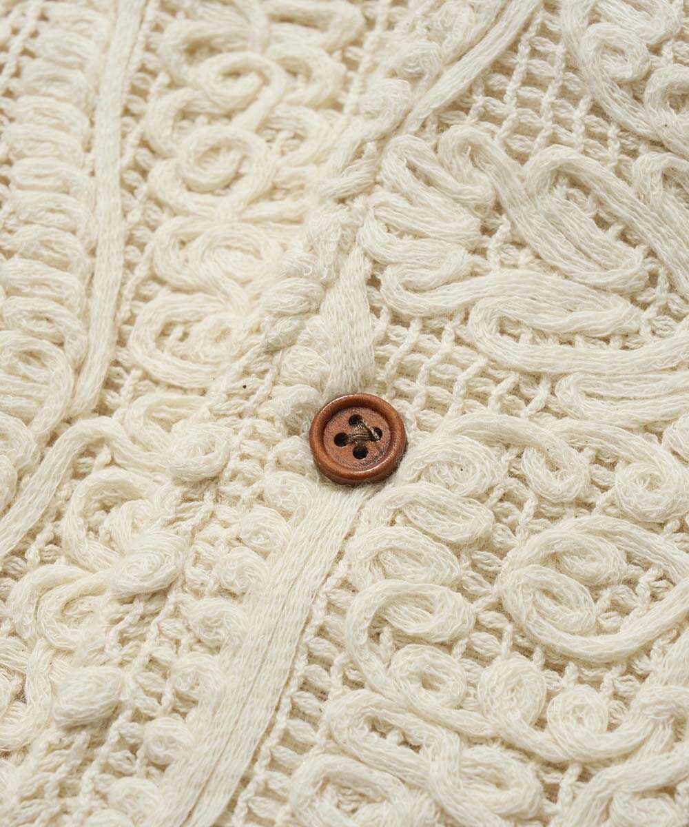 刺繍 開襟半袖シャツ