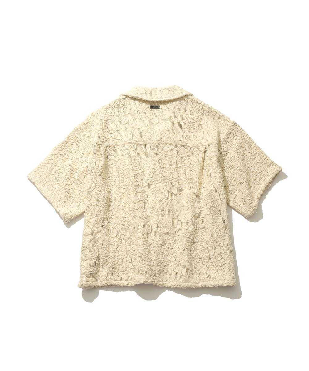 刺繍 開襟半袖シャツ