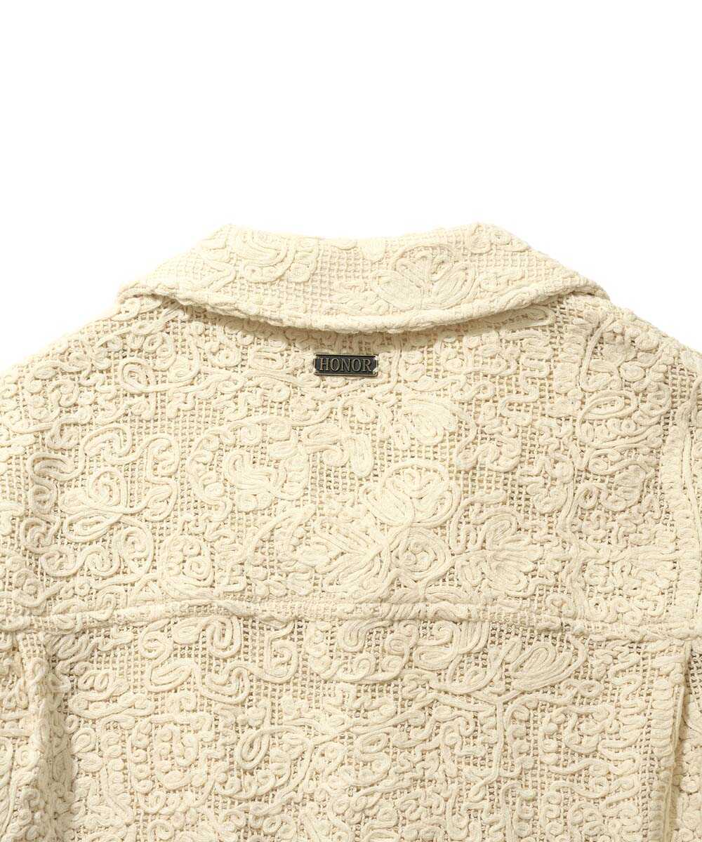 刺繍 開襟半袖シャツ