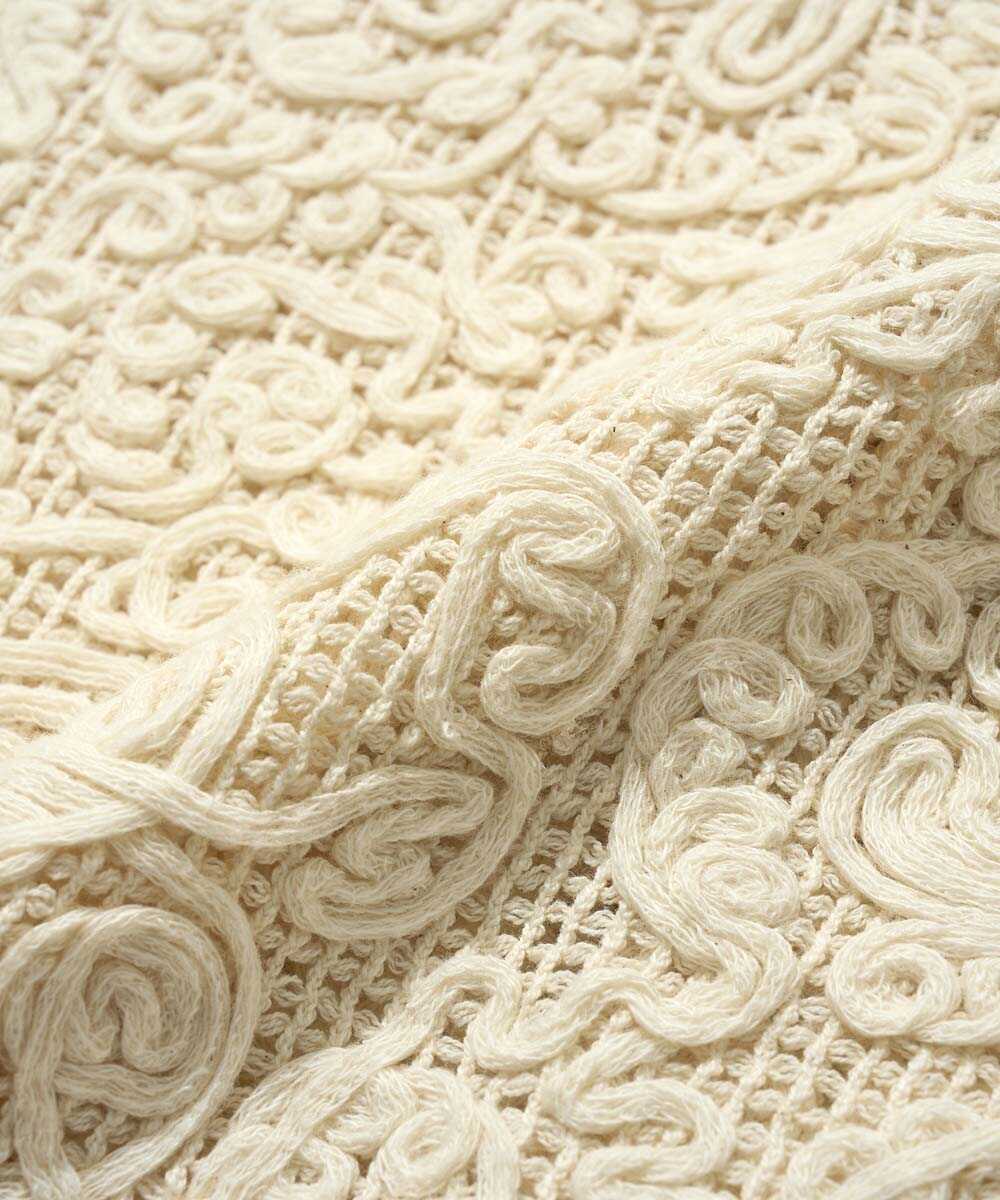 刺繍 開襟半袖シャツ