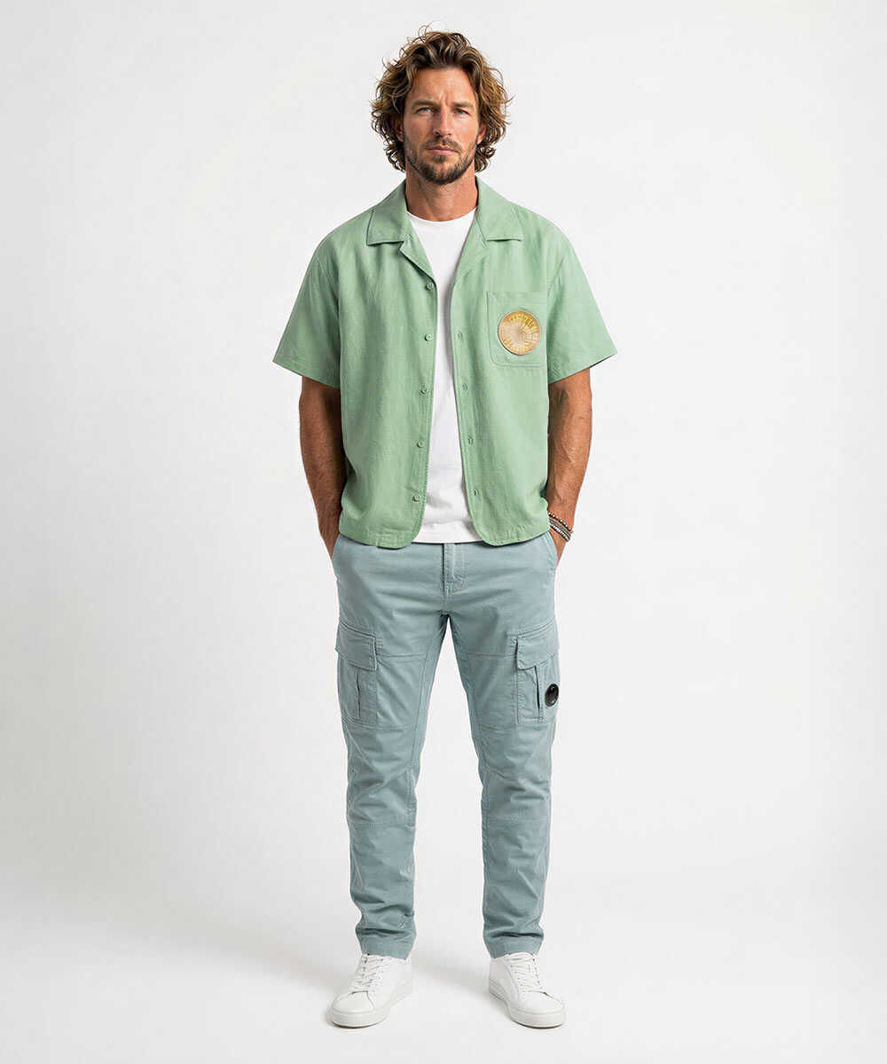 オープンカラー 半袖シャツ