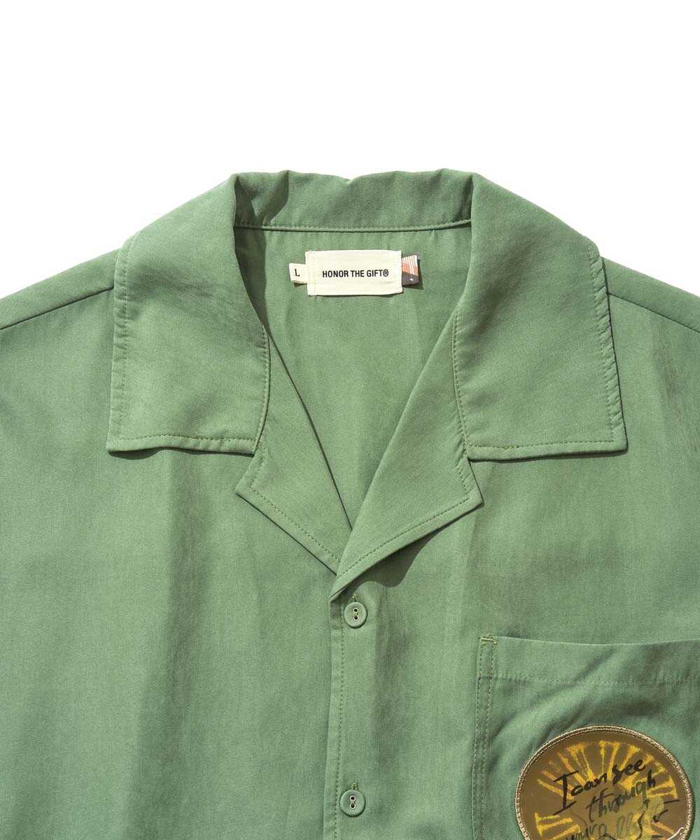 オープンカラー 半袖シャツ