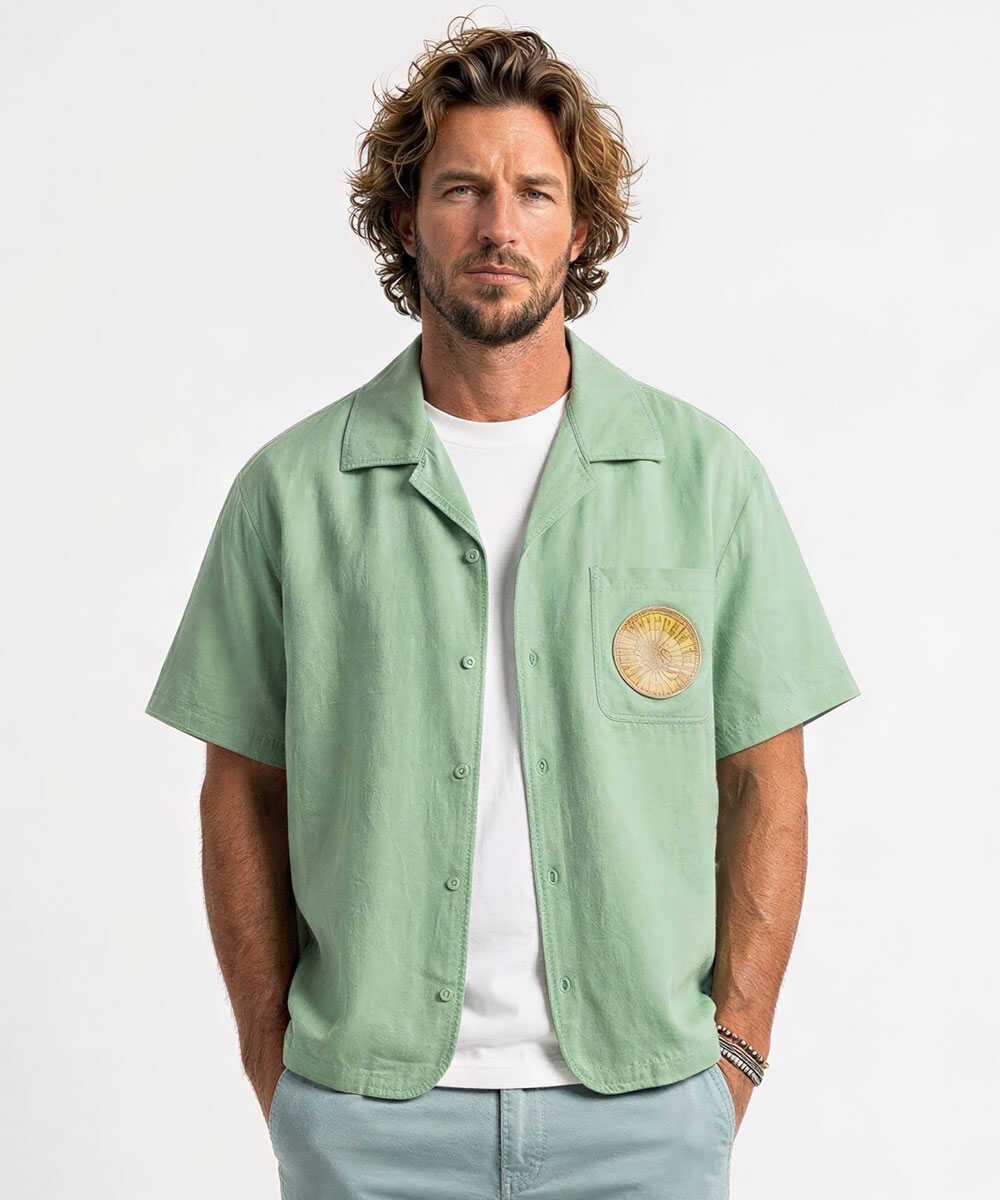 オープンカラー 半袖シャツ