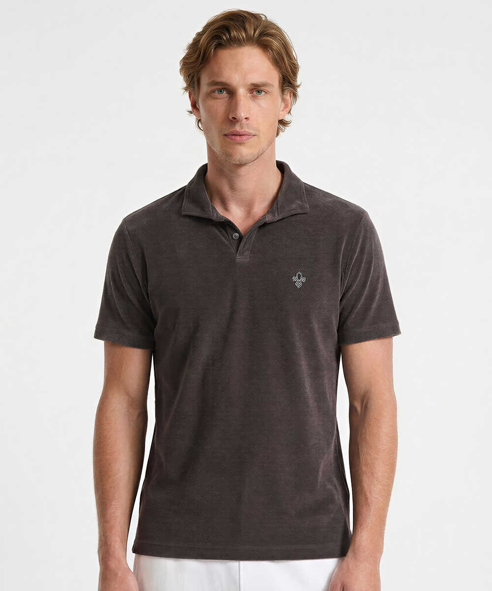 別注 ハイゲージ パイル地 スキッパーポロシャツ