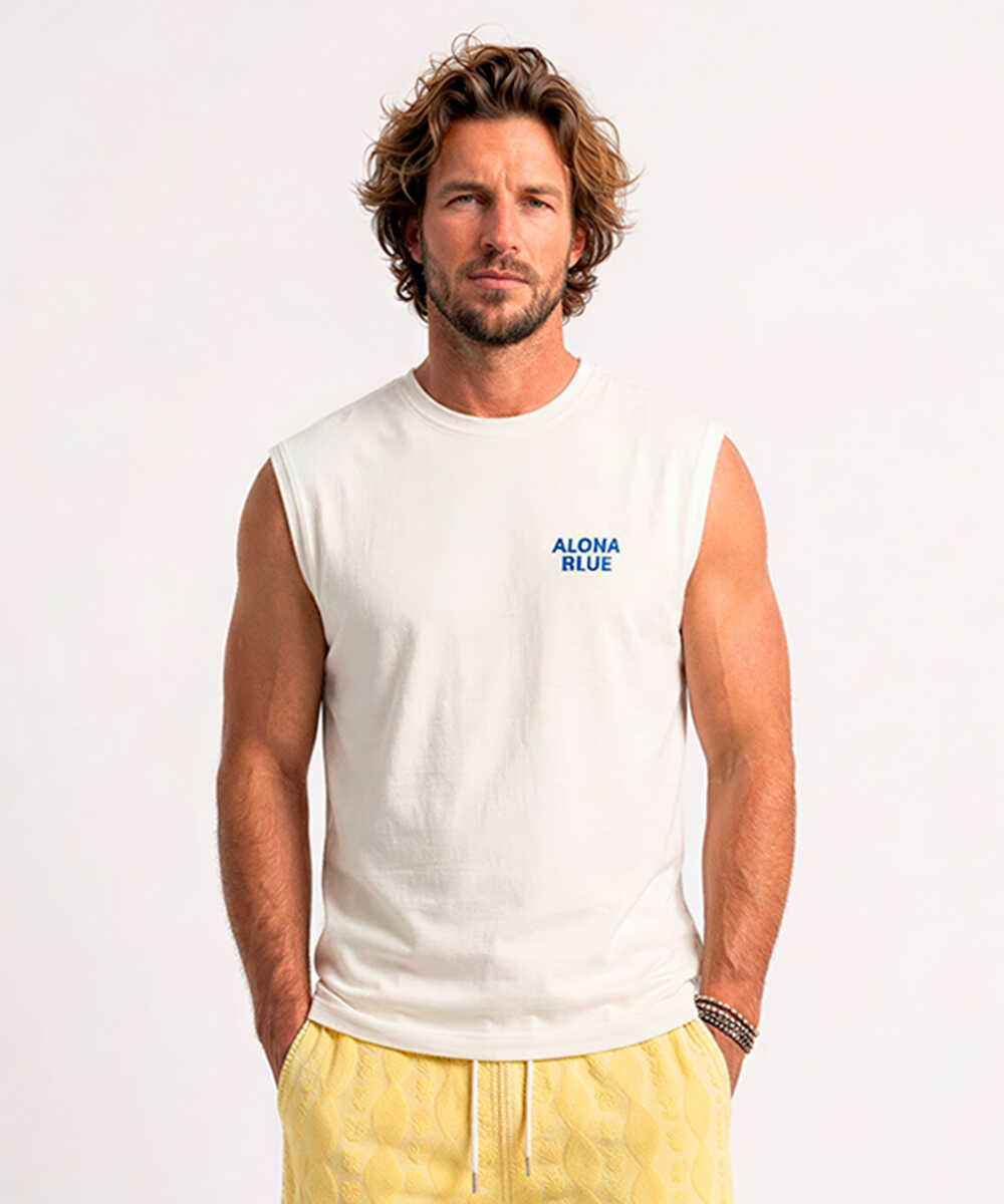 限定 ロゴプリント パイルノースリーブTシャツ