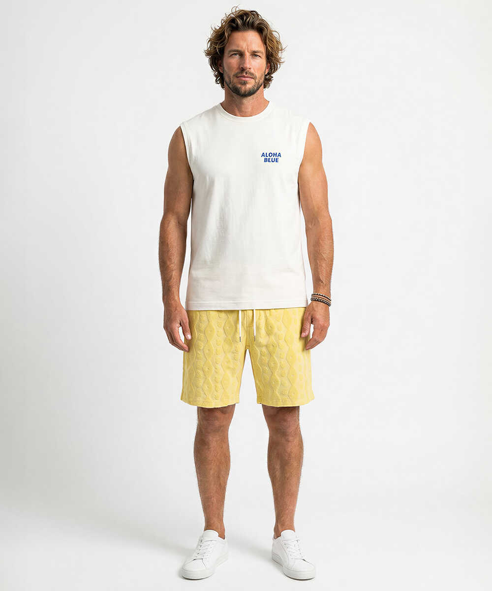 限定 ロゴプリント パイルノースリーブTシャツ