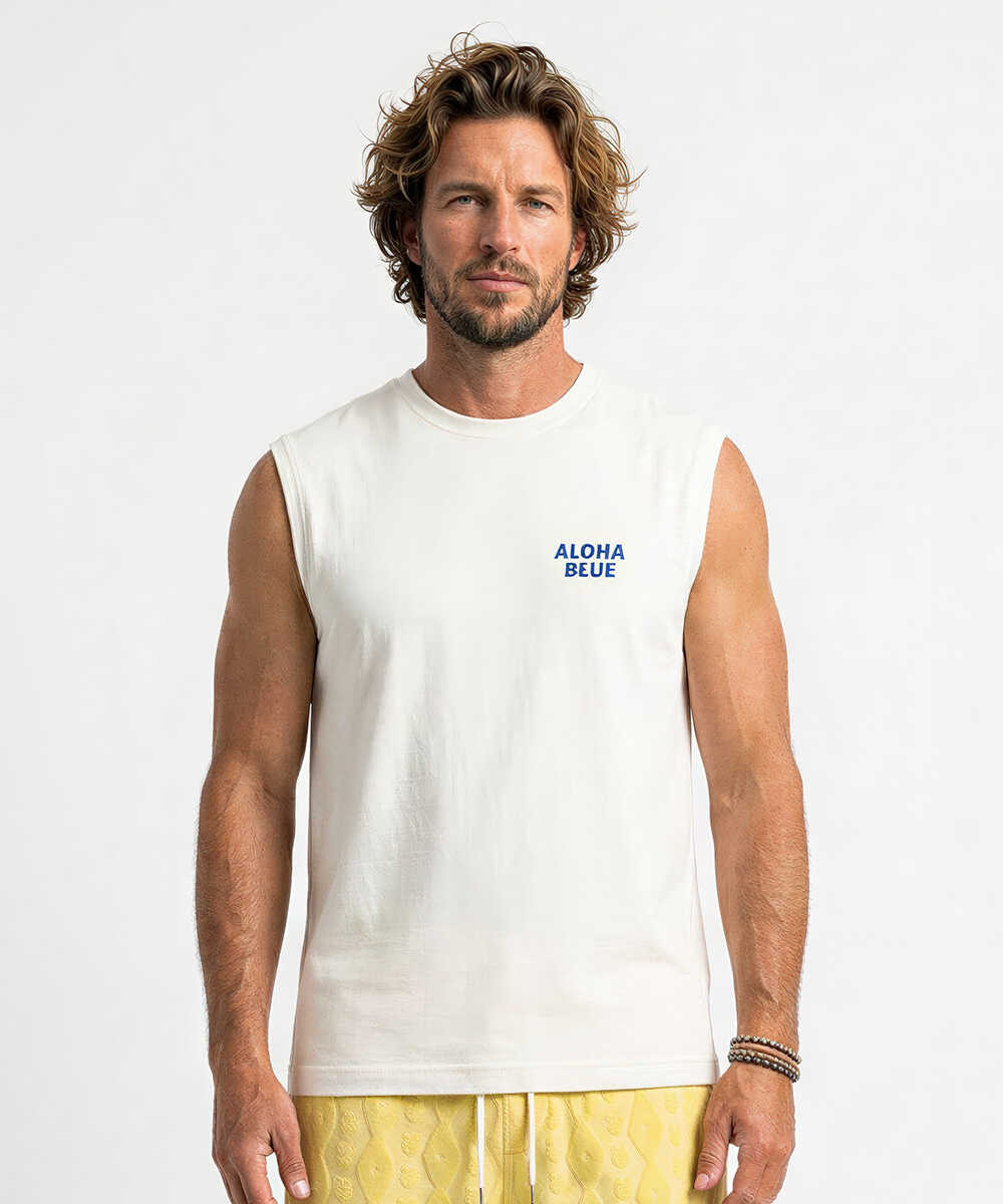 限定 ロゴプリント パイルノースリーブTシャツ