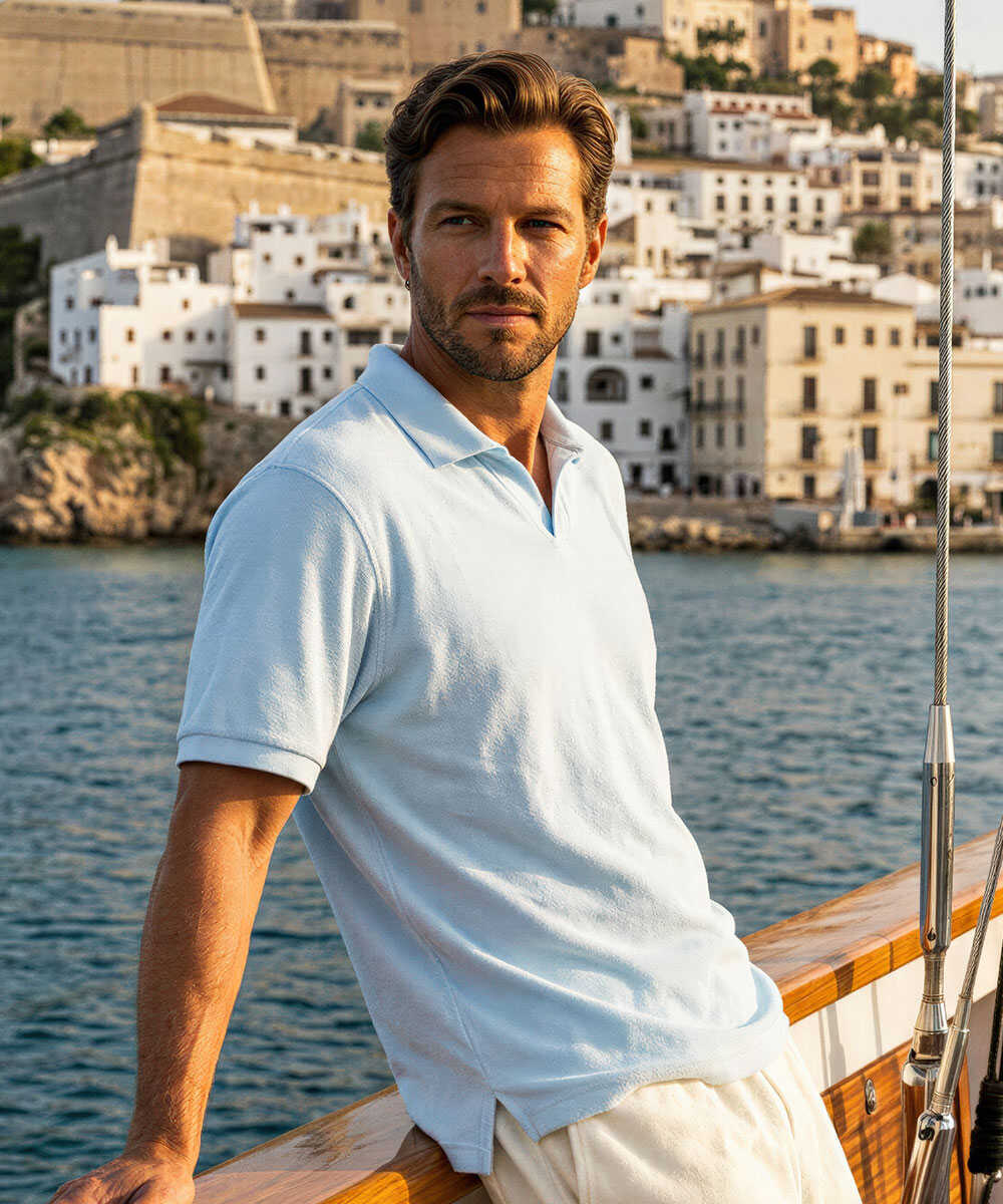 パイル スキッパーポロシャツ