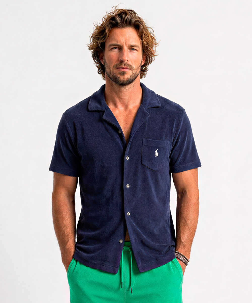 “ポロ ポニー”ロゴ刺繍 パイル半袖シャツ