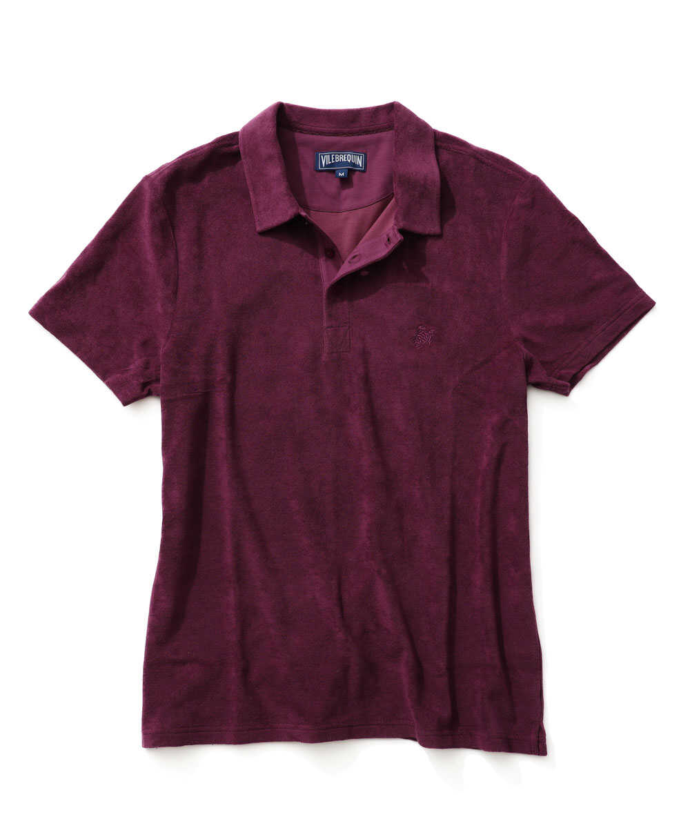 ロゴ刺繍 パイルポロシャツ