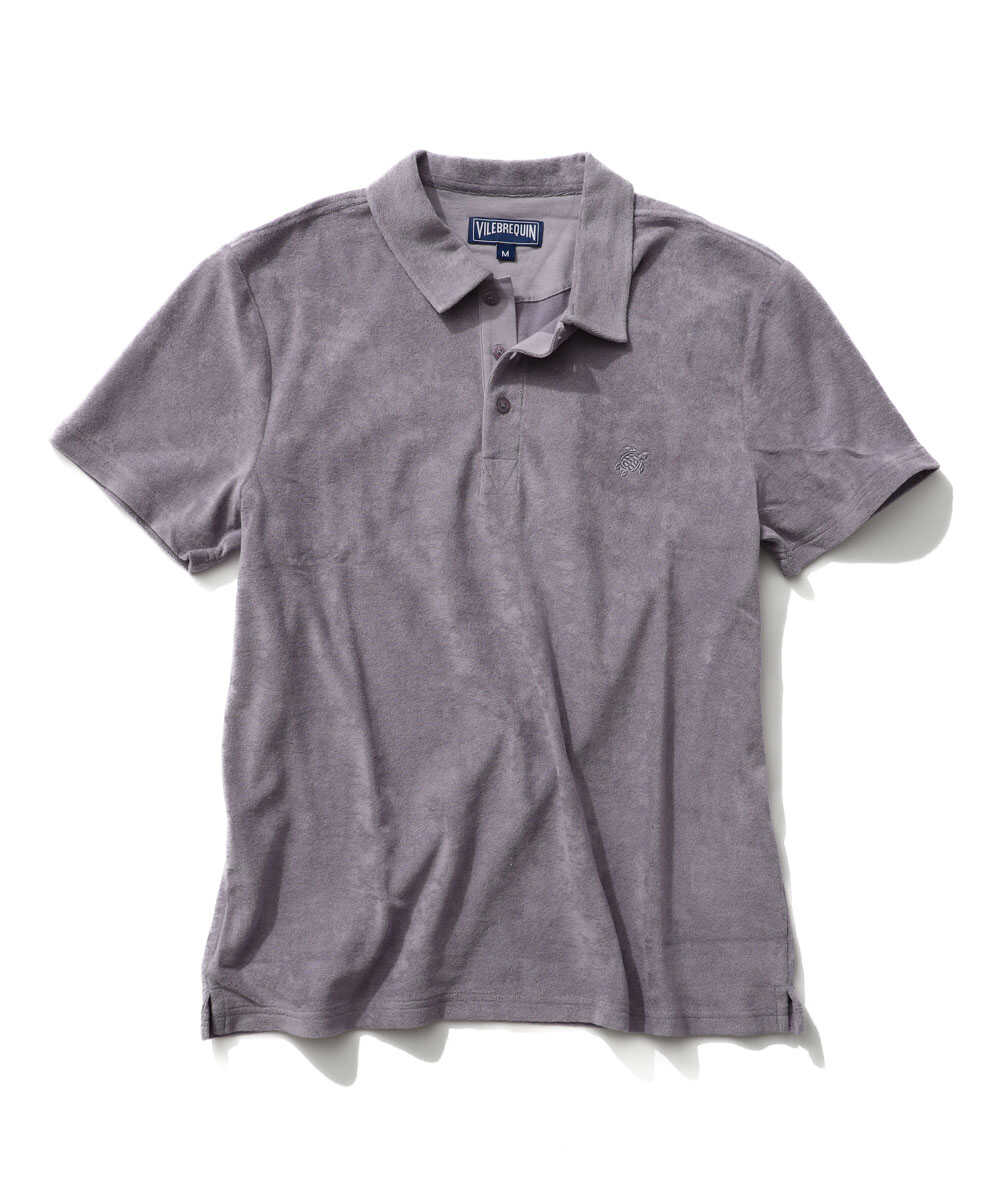 ロゴ刺繍 パイルポロシャツ