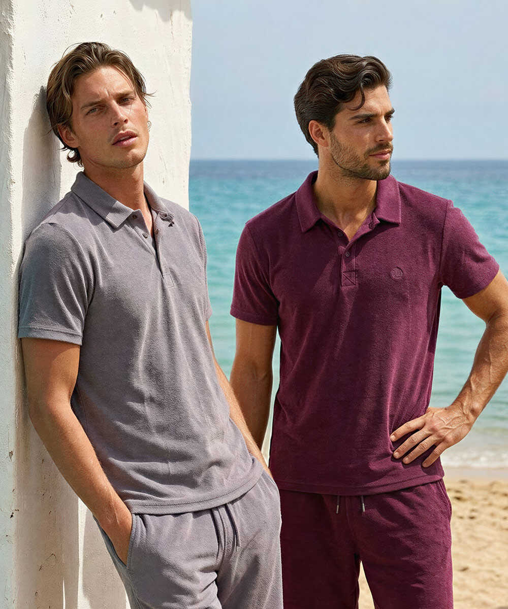 ロゴ刺繍 パイルポロシャツ