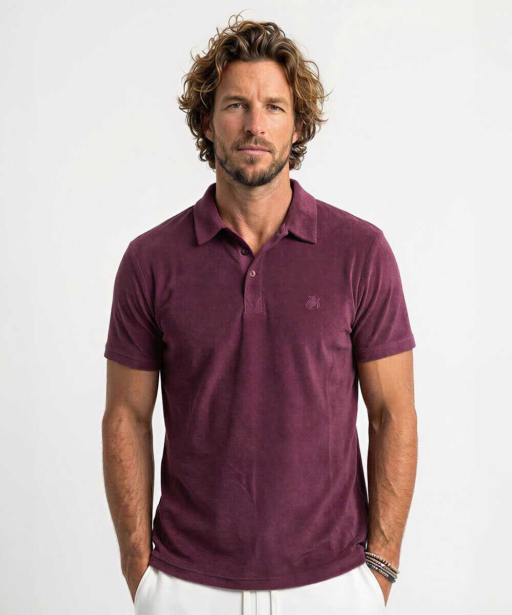 ロゴ刺繍 パイルポロシャツ