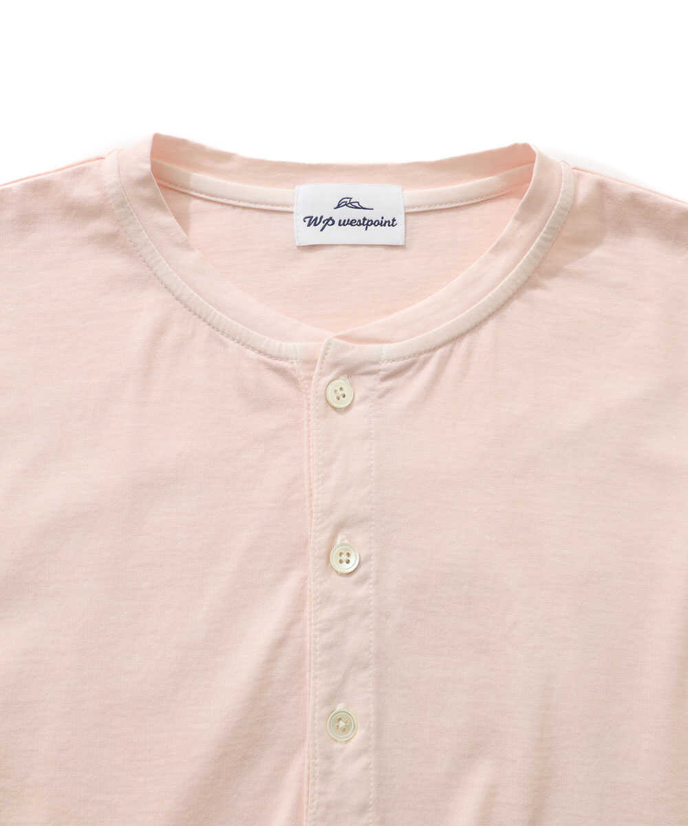 限定 超長綿 イスラエルピマ ヘンリーネックTシャツ