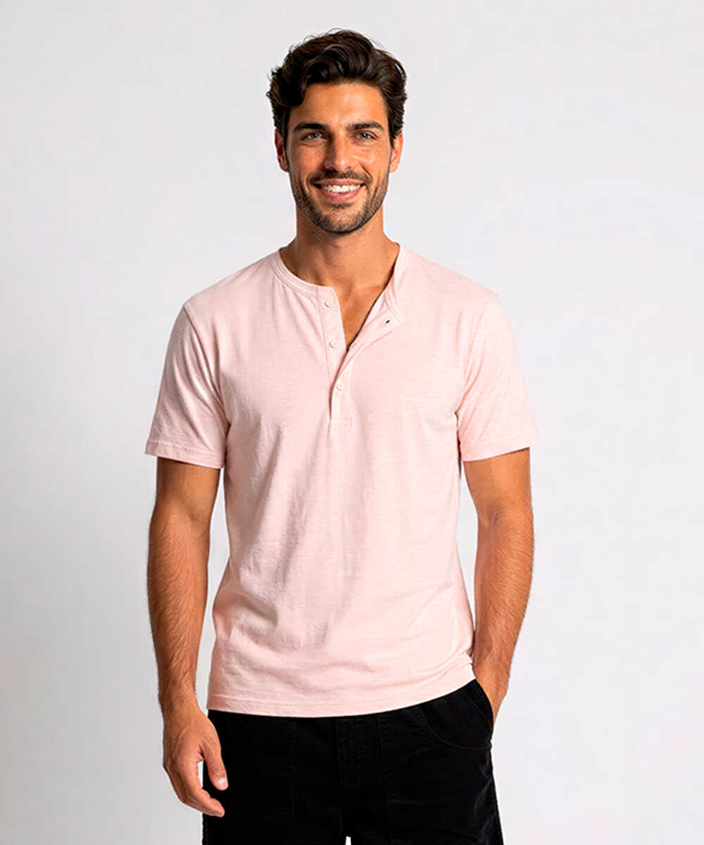 限定 超長綿 イスラエルピマ ヘンリーネックTシャツ