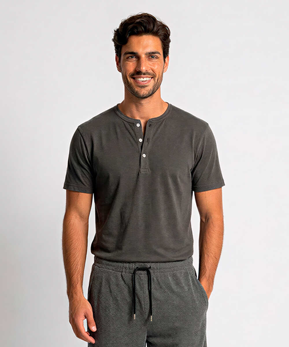 限定 超長綿 イスラエルピマ ヘンリーネックTシャツ