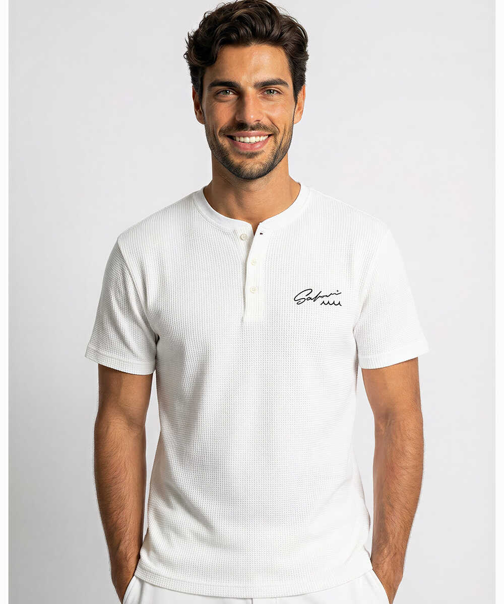 別注限定 ワッフルヘンリーネックTシャツ