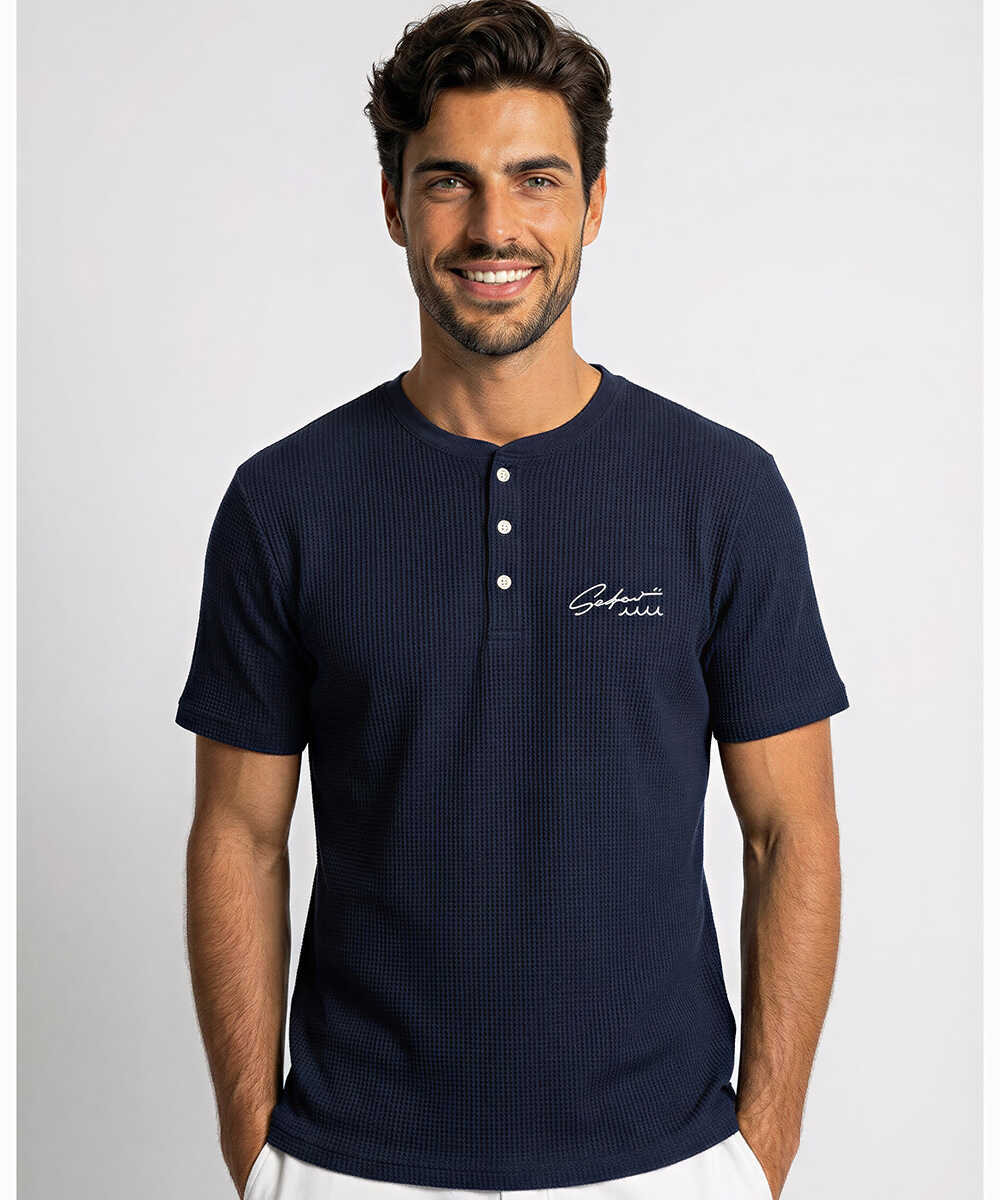 別注限定 ワッフルヘンリーネックTシャツ